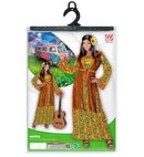 Hippie Woman  Dress With Vest, Peace Sign Necklace 
