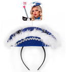 Felt Blue Mini Tricorn With Marabou Trim