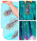 Peacock  Dress With Peacock Tail Veils, Headpiece 