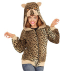 Leopard  Hooded Fleece Jacket 