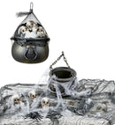Halloween Decorative Set  Cauldron, 3 Skulls, Spiderweb & Spider, Chain And Freaky Fabric 