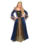 Medieval Queen  Dress With Crinoline Underskirt, Crown 