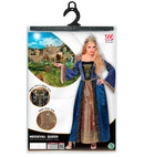 Medieval Queen  Dress With Crinoline Underskirt, Crown 