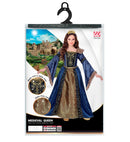 Medieval Queen  Dress With Crinoline Underskirt, Crown 