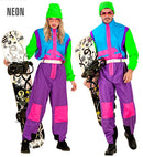 “Neon Purple-Azure-Green Ski Suit  Overalls, Belt 