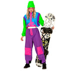 “Neon Purple-Azure-Green Ski Suit  Overalls, Belt 
