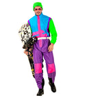 “Neon Purple-Azure-Green Ski Suit  Overalls, Belt 