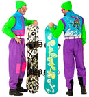 “Neon Purple-Azure-Green Ski Suit  Overalls, Belt 