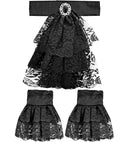 Lace Jabot With Gem & Cuffs