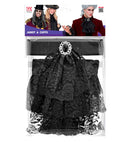 Lace Jabot With Gem & Cuffs
