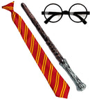 Wizard Apprentice  Student Glasses With Lenses, Tie, Magic Wand 
