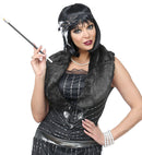 Roaring 20S Flapper  Faux Fur Stole, Sequin & Feathers Headpiece 