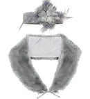 Roaring 20S Flapper  Faux Fur Stole, Lace Headpiece With Flower 