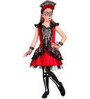 Mujer Dia De Los Muertos  Dress, Fingerless Gloves, Headpiece 