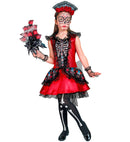Mujer Dia De Los Muertos  Dress, Fingerless Gloves, Headpiece 