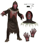 Demon  Robe, Gloves, Hooded Maskwith Fade-In Fade-Out Light-Up Eyes 