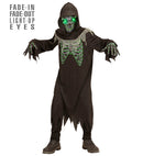 Grim Reaper  Robe, Gloves, Hooded Mask With Fade-In Fade-Out Light-Up Eyes 