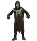 Grim Reaper  Robe, Gloves, Hooded Mask With Fade-In Fade-Out Light-Up Eyes 