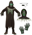 Grim Reaper  Robe, Gloves, Hooded Mask With Fade-In Fade-Out Light-Up Eyes 