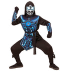 Cyber Ninja  Hooded Coat, Tabard, Belt, Arm Guards, Mask With Flashing Light Eyes & 3 Robot Voice Sounds 
