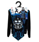 Cyber Ninja  Hooded Coat, Tabard, Belt, Arm Guards, Mask With Flashing Light Eyes & 3 Robot Voice Sounds 