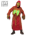 Zombie Skeleton  Hooded Robe, Belt, Light-Up Mask & Bones Chest 