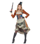Steampunk  Dress With Choker, Fingerless Gloves, Mini Top Hat 