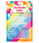 Set Of 16 Happy Birthday Cake Decoration Candles & Holders Blue