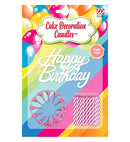 Set Of 16 Happy Birthday Cake Decoration Candles & Holder Pink