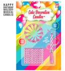 Set Of 12 Candles & Holders + 1 Musical Candle Pink