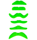 Neon Green Moustaches Adhesive -6 Styles Ass.