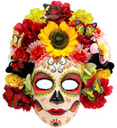 Dia De Los Muertos Mask With Sunflower & Colored Flowers