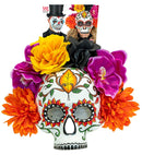 Dia De Los Muertos Skull Mask With Colored Flowers