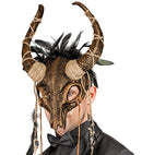 Shaman Bull Skull Mask With Feathers