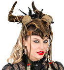 Shaman Bull Skull Mask With Feathers