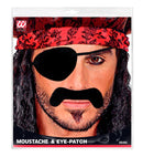 Pirate Moustache & Eye-Patches Adhesive - Black