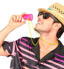 Neon Pink Hibiscus Shot Glass Beaded Necklace
