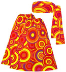 The 70S Groovy Style - Orange Bubbles  Headband & Leg Warmers 