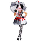 Harlequin  Dress, Ruff, Cuffs, Mini Hat 