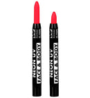 Set Of 6 Neon Make-Up Pencils In Window Box  2 X Neon Pink, 1 Yellow, 1 Orange, 1 Green, 1 Blue  - 21 Ml