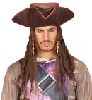 Leather Look Pirate Tricorn With Dreadlocks