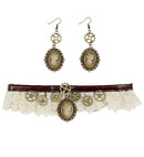 Steampunk Lace Choker & Cameo Earrings