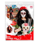 Black Veil With Red Roses Headpiece