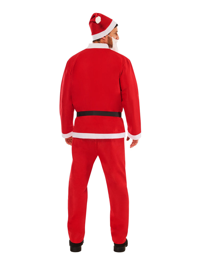 Santa Mens Top Trousers Belt Hat Beard Costume