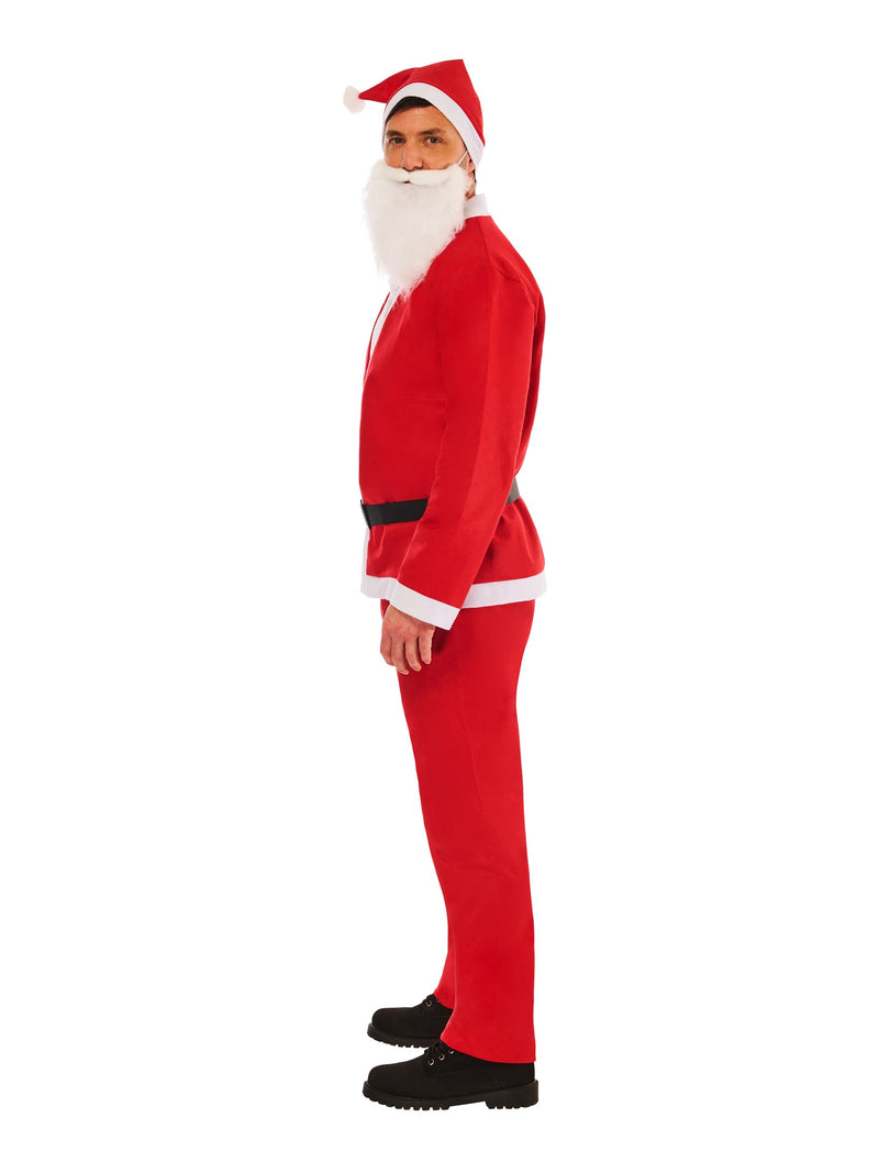 Santa Mens Top Trousers Belt Hat Beard Costume