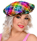 Reversible Rainbow/Gold Sequin Beret