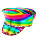 Studded & Jewelled Rainbow Biker Cap