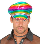 Studded & Jewelled Rainbow Biker Cap
