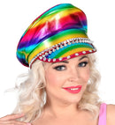 Studded & Jewelled Rainbow Biker Cap