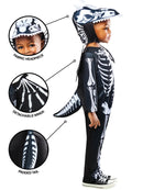 Skeleton Dragon Costume for Kids Jumpsuit Headpiece Wings Tail 6
